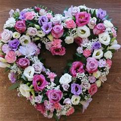 Open heart in pink, lilac and white 