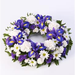 Blue iris wreath