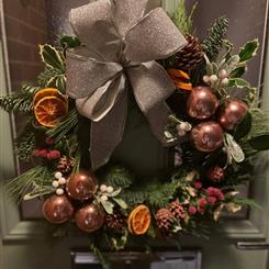 Sparkly festive door wreath