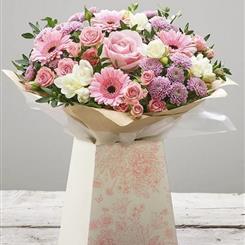 Handtied bouquet in a gift box Pastel shades