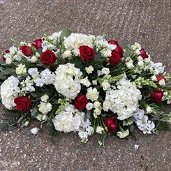 Rose and hydrangea casket spray