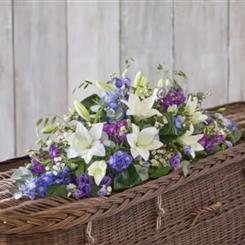 Blue and White Casket Spray