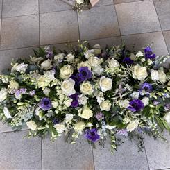 Elegant White and Purple Casket spray