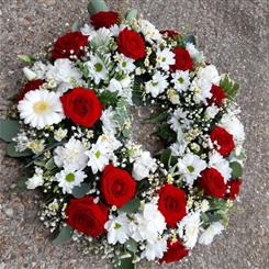 Red and white wreath