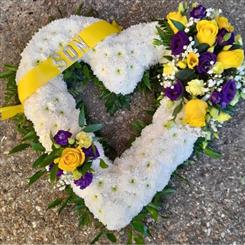 White based open heat with Yellow and purple