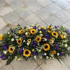 Sunflower and Iris Casket Spray